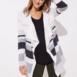 Loft Striped Draped Open Cardigan